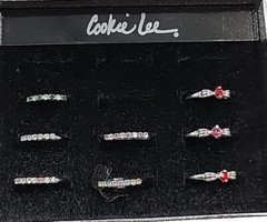 VTG Cookie Lee With 9 Rings 5 Pendants 1 Ring is a Watch! Mixed Stones Styles
