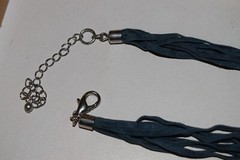 Vintage to now leather stone crystal necklace