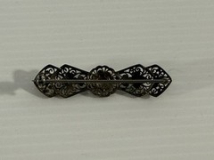 Vintage 835 Silver Filigree Bar Brooch Floral Scrollwork c1930s 3.2gms