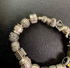 Vintage 925 Sterling Silver Mix Designers Charm Bracelet Jewelry 7 inch