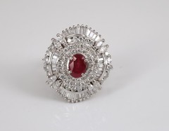 Vintage 1.21ct GIA Certified Burma Ruby & 1.99ct Diamond Platinum Ring, Size 6