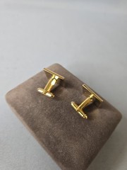 Vintage Mid-Century Modern Dante MCM Gold Tone Cufflinks & Tie Bar Clip