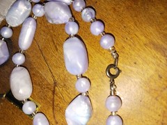 Vintage” Lavender Genuine Lucite Necklace Pearl Tone Pre-owned Costume Jewelry