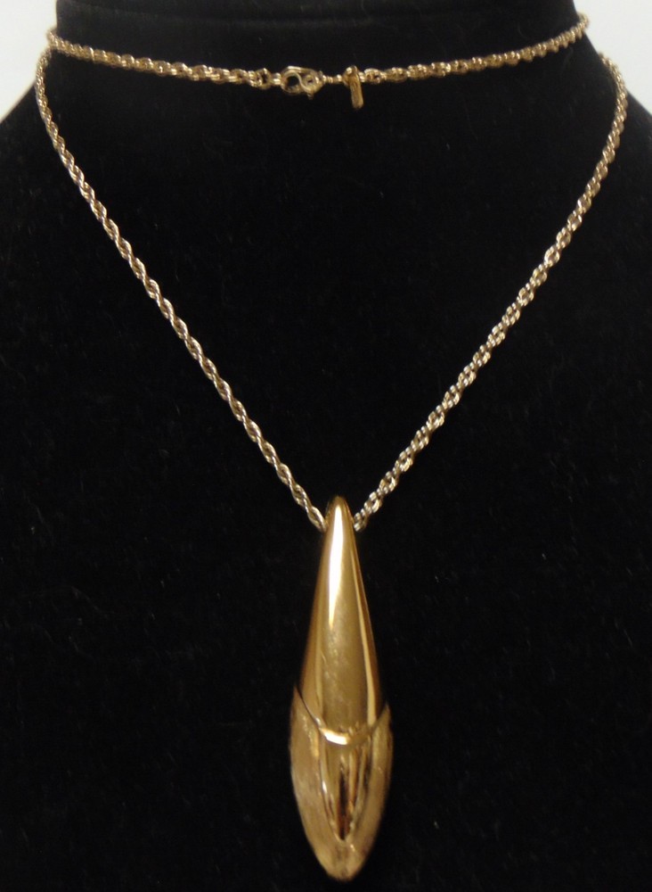 MONET Enchanting Gold Tone Unbloomed Flower (Bullet Shape) Pendant Necklace