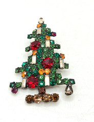PROJECT PIECE Vintage Weiss Rhinestone Christmas Tree 6 Baguette Candles