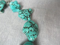 12 Turquoise Howlite Nugget Necklace – w/ Metal Tag – Marked – 15″ long – 4 213