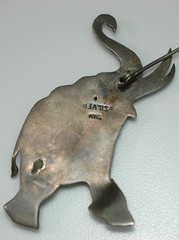Silver Siam Elephant Pin Thailand Art Over 9 grams Free Shipping