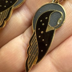 Laurel Burch Vintage Earrings Kuchulu Bird Grey Black French Wires Boho