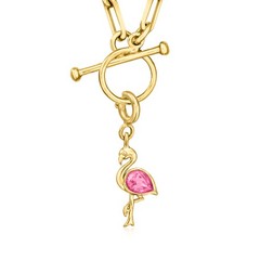 Ross-Simons 0.40 Carat Pink Topaz Flamingo Charm in 18kt Gold Over Sterling