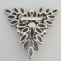 Vintage Bracelet Brooch Earring Set Smoky Gray AB Rhinestone Silver Tone