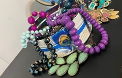 Vtg Statement Necklaces Lot 11 Peacock Decor Tin Boho Acrylic Lucite Beaded Bold