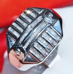 14k white gold ring 1.00ct natural diamond size 8.5 vintage handmade 8.2gr Gab6