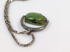 Vtg Egyptian Revival Tutmania Scarab Beetle Spinner Pendant Necklace