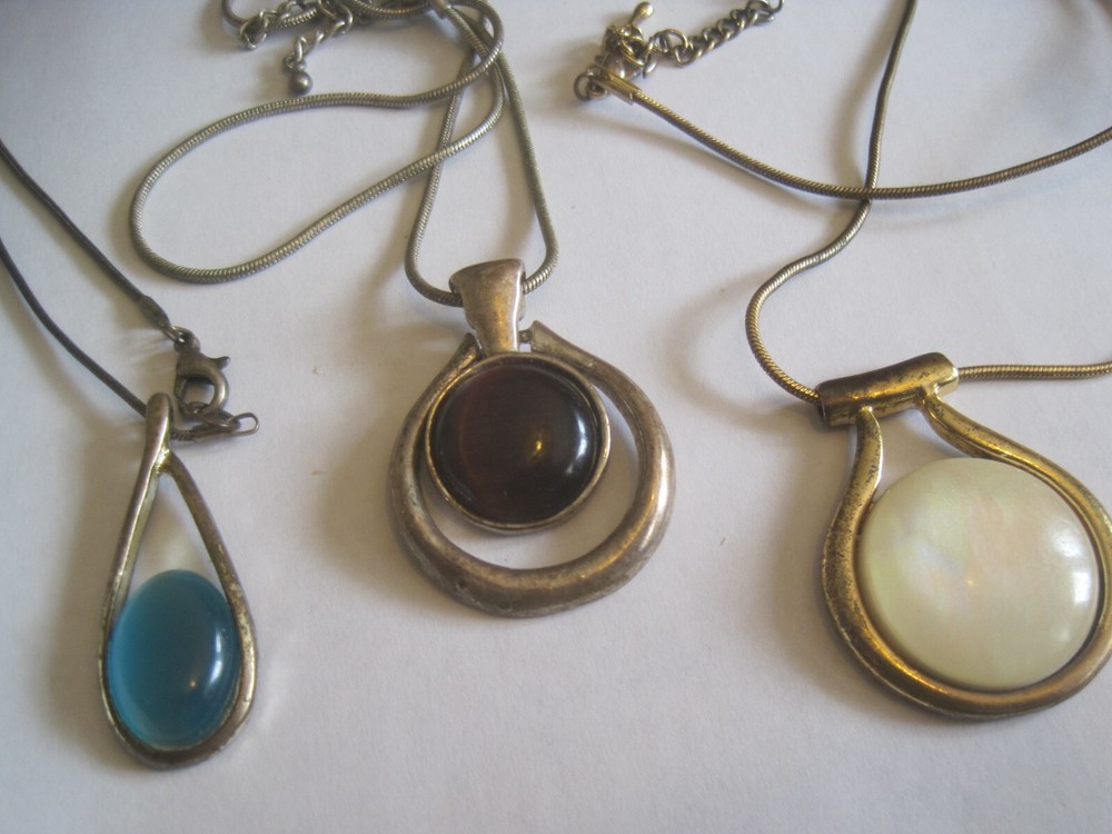 Designer Signed Kenneth Cole KC LOT OF 3 Stone SETTING Statement Necklaces