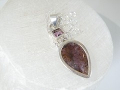 Vintage Sterling Silver 925 Large Natural Purple Rutilated Quartz Necklace