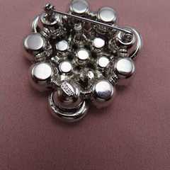 Weiss Rhinestone Brooch Vintage Pin Smoky Clear Faceted Crystal 1.75 inch 110h