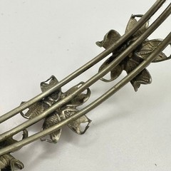 1940s vintage silver alloy floral art glass cabochons adjustable cuff bracelet