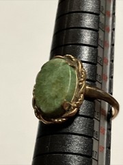 VTG Beauty ANTIQUE 10 kt. Gold Filled Green Jade Ring sz.8 Art Deco
