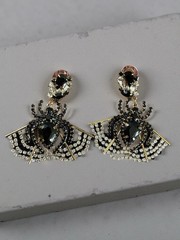 Costume jewelry earrings titled ‘Spider Rhinestone Earrings’ by Piper K