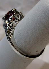 NATURAL Garnet Ring, Sterling Silver Victorian Filigree (Custom-Made)* D162