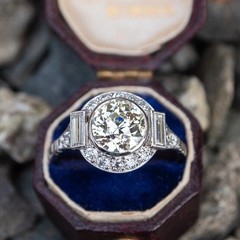 Vintage Art Deco Style Round Cut Lab Created Diamond Engagement 925 Silver Ring