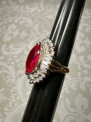 Vintage Jolie Gabor Faux Ruby and Cubic Zirconia Cocktail Ring Size 6