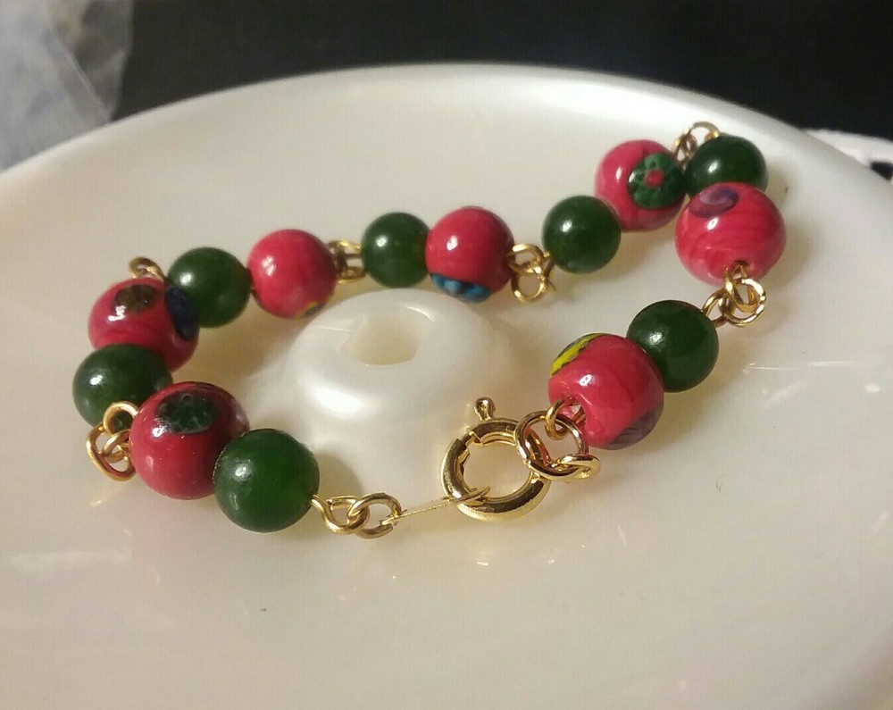 MaryBee Jewelry: 7 3/4″ Jade & Ceramic Bead Bracelet 10-11-2021
