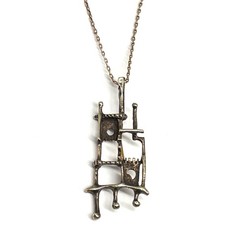 Vtg Attr. AHARON BEZALEL Modernist Sterling Abstract Brooch/Pendant Israel MCM