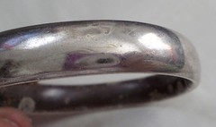 STERLING BRACELET W/ ETCHED DESIGN ON TOP SAFETY BAR