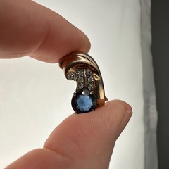 Vintage Sterling Rhinestone Earrings Blue Faux Sapphire Screw Back Mid Century