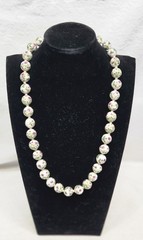 Vintage Chinese Porcelain Floral Bead Necklace Hand Painted Knotted Gold Tone