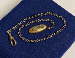 Nouveau Floral Gold filled Button Cable Watch chain Gf 9” Victorian 3mm 4.8g