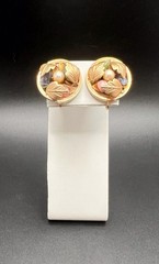 Vtg SARAH COVENTRY Pin Brooch Earrings Set Gold Tone Autumn Leaves Chunky Stones
