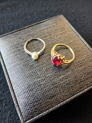 TWO PRE OWNED GOLD RINGS