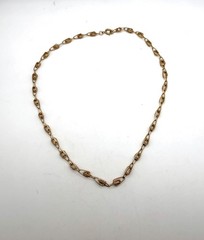 Vintage twisted rope knot link gold tone chain short necklace choker 14 1/2 inch
