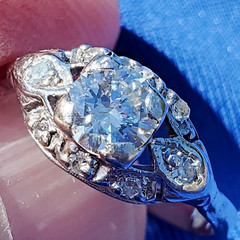 Original EARTH MINED DIAMOND Deco Engagement Ring Antique PLATINUM Solitaire S 8