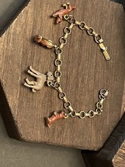 Child’s Vintage Charm Bracelet Enamel Dogs Puppies Theme 1960’s Nostalgia