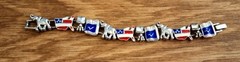 Vtg Republican Party Silver Charm Bracelet Patriotic Enamel Flag, Elephant 6.75″