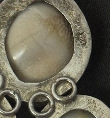 Vintage White Shiva Eye Shell Bib Statement Necklace Sterling Silver Boho 23”