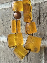 VTG Genuine Amber Chunk Necklace & Bracelet Fossilized Bug Debris Unique Beaded