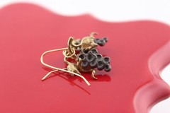 Vintage sterling silver and brass grape cluster vine earrings 1 1/8″ drop dangle