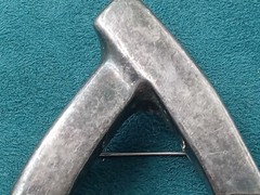 Made in Israel, Israeli Sterling Silver & Black Man Made Material Modernist Pin