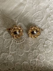 Vintage Gold Tone Clip On Earrings Jewelry JMS-30
