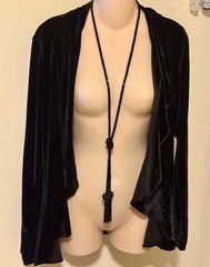 Handmade black glass bead rope necklace belt (a la YSL style) vintage early 90s