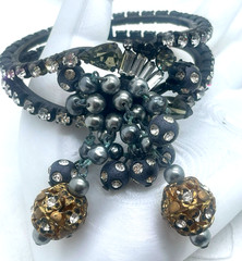 Alice Caviness Attr Dangle Rhinestone Beads & Metal Filigree Bracelet & Earrings