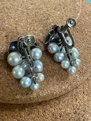Grape Akoya Cultured Saltwater Pearl Sterling Silver Screwback Vintage Earrings