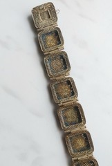Antique Chinese Export Silver Gilt Filigree Enamel Lapis Lazuli Link Bracelet