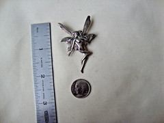 VINTAGE LARGE 3D ART NOUVEAU FAIRY SPIRIT GUIDE STERLING SILVER 925 PIN/PENDANT