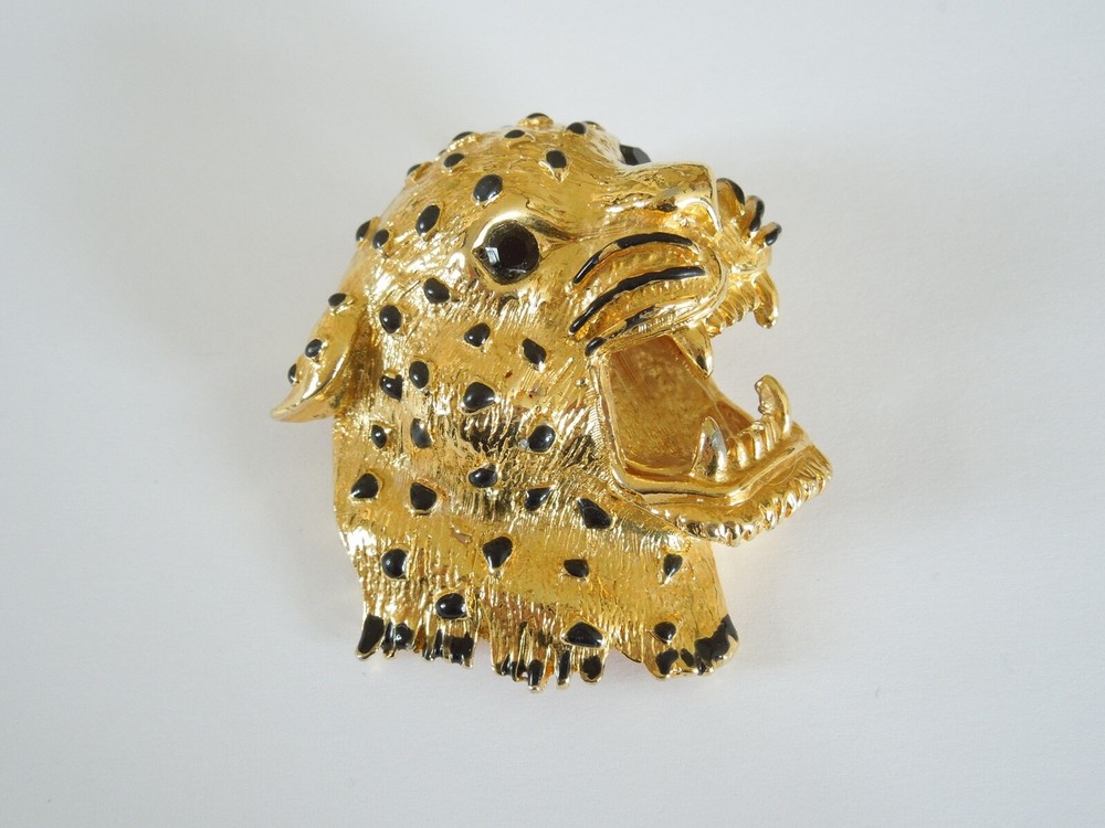 Massive Fashion Jewelry Brooch Leopard Head 33.7 G/4.8 X 4.5 Cm