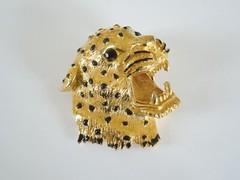 Massive Fashion Jewelry Brooch Leopard Head 33.7 G/4.8 X 4.5 Cm
